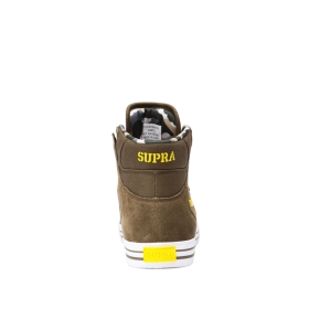 Mens Supra High Top Shoes VAIDER Olive/Golden/white | AU-11081